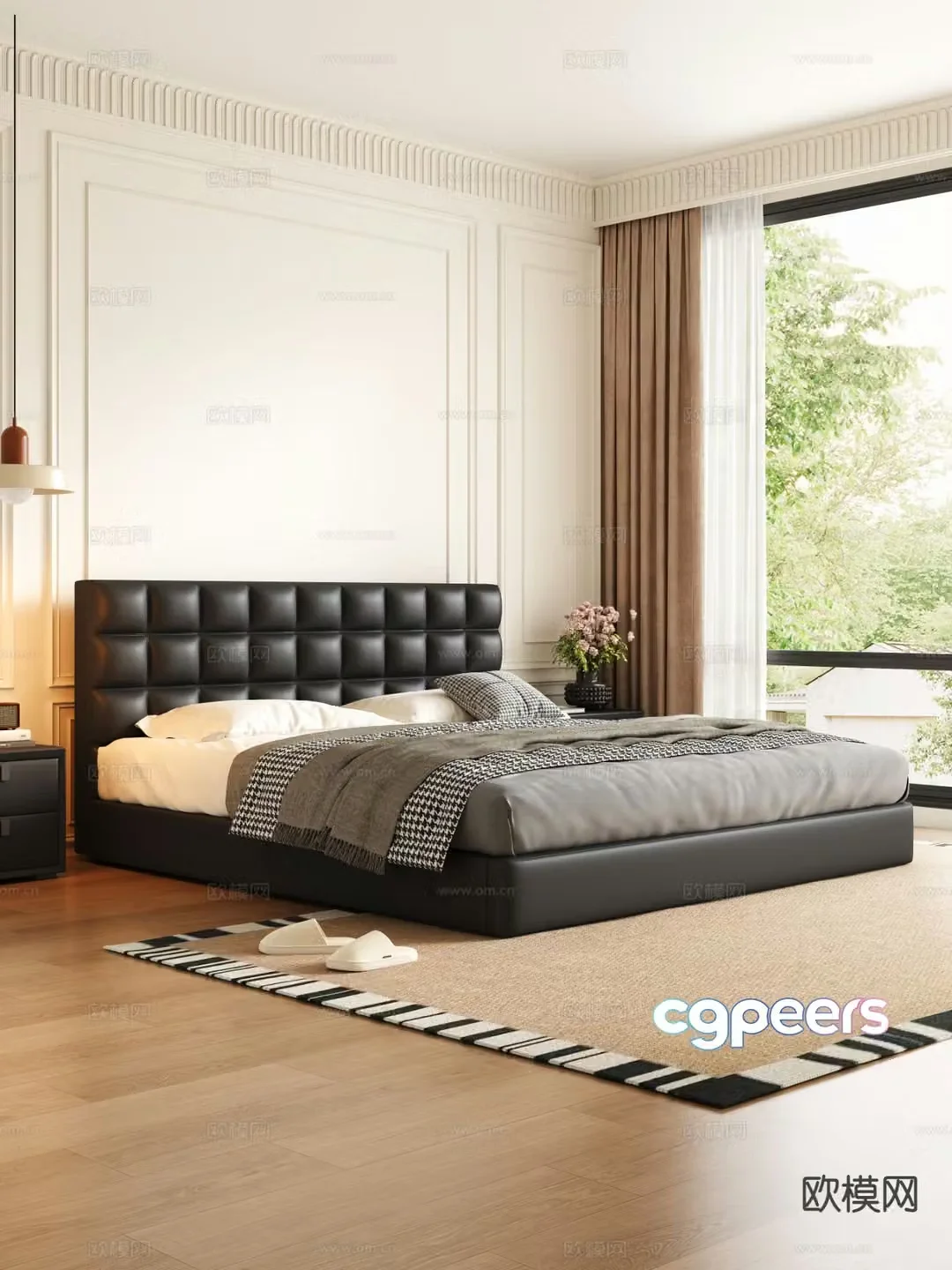 Italian double bed 3d model