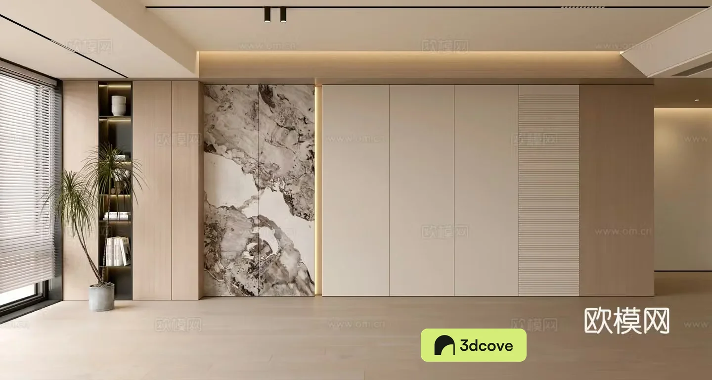 Modern simple sofa background wall modern ornament balcony cabinet living room cabinet wood veneer background wall