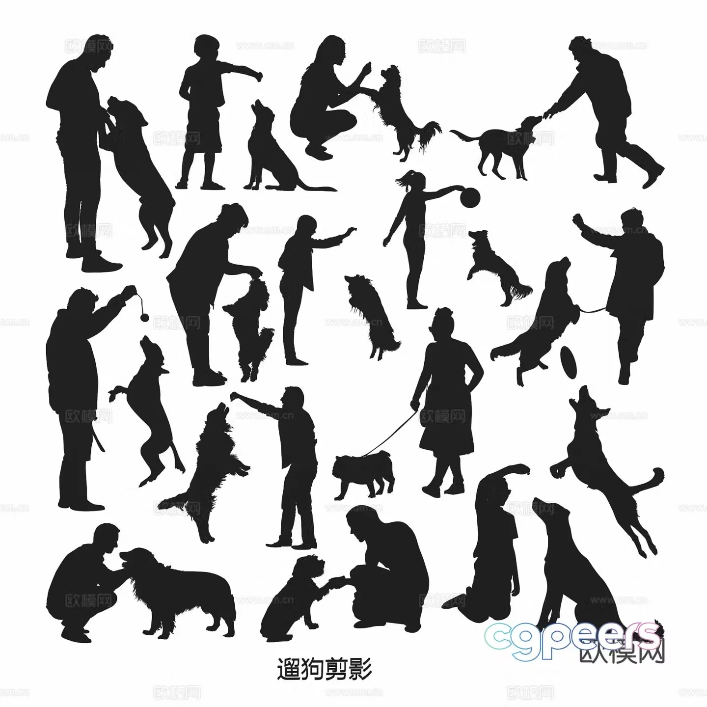 Dog walking silhouette dog training elements wall decoration hanging decoration 3d model
