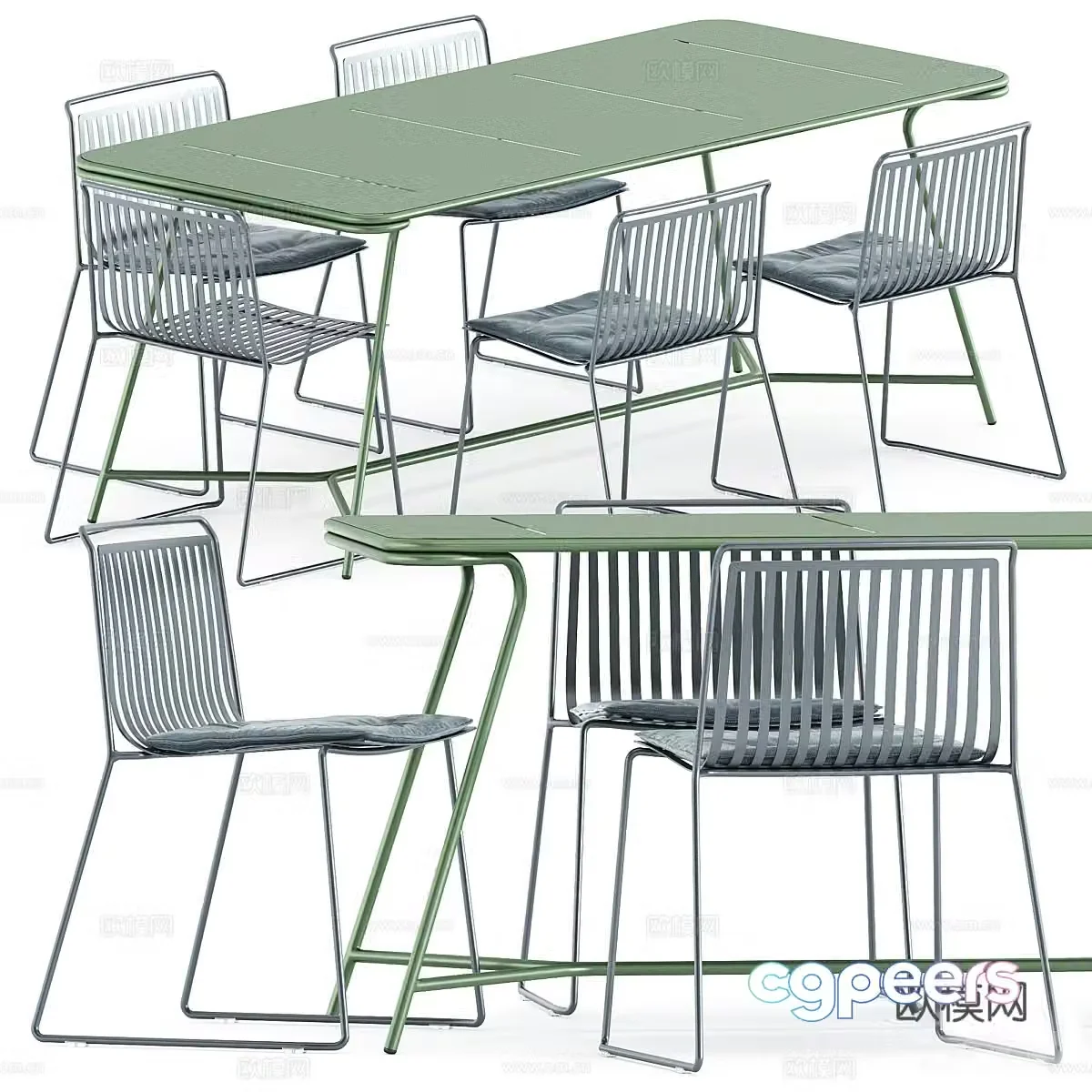 Modern Italian minimalist outdoor leisure table and chair 3D model