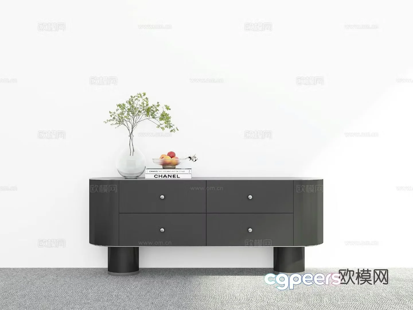 Modern end view cabinet entrance cabinet 3d model