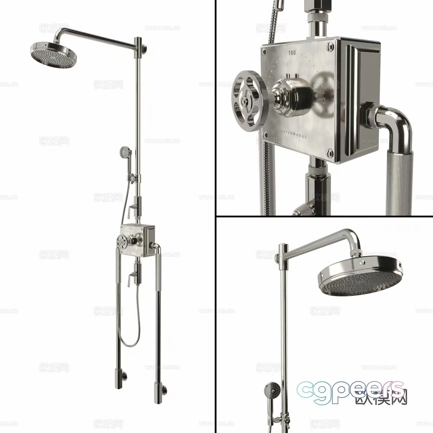 Modern industrial style shower shower 3d model