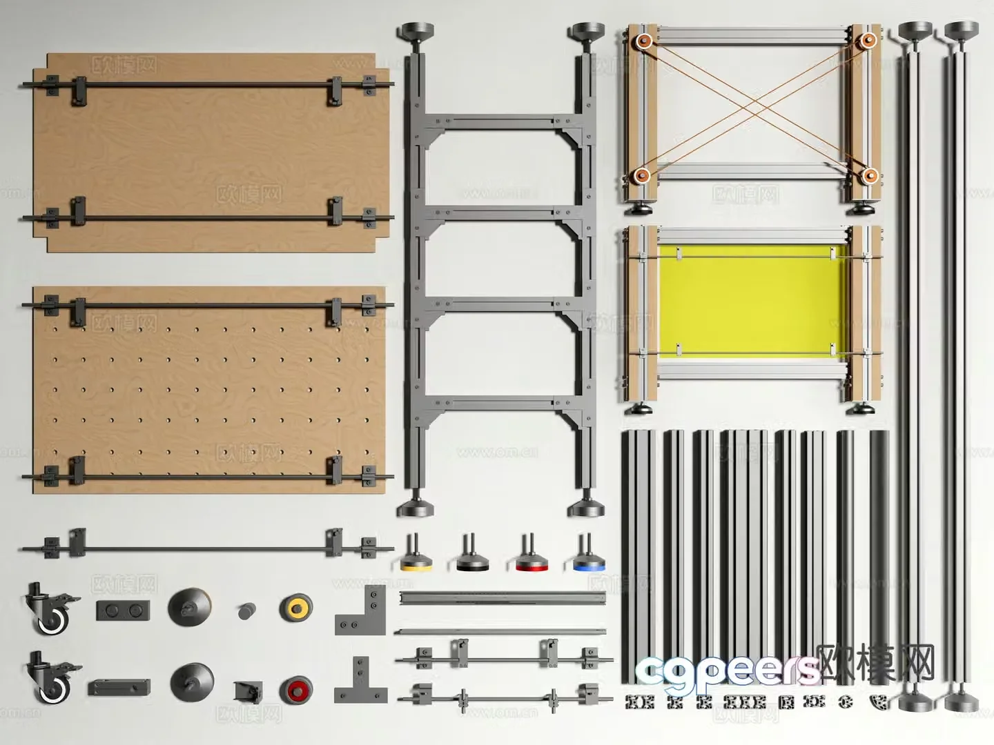 Hardware Aluminum profile Profile angle code Optical axis Hardware components Marine board 3D model