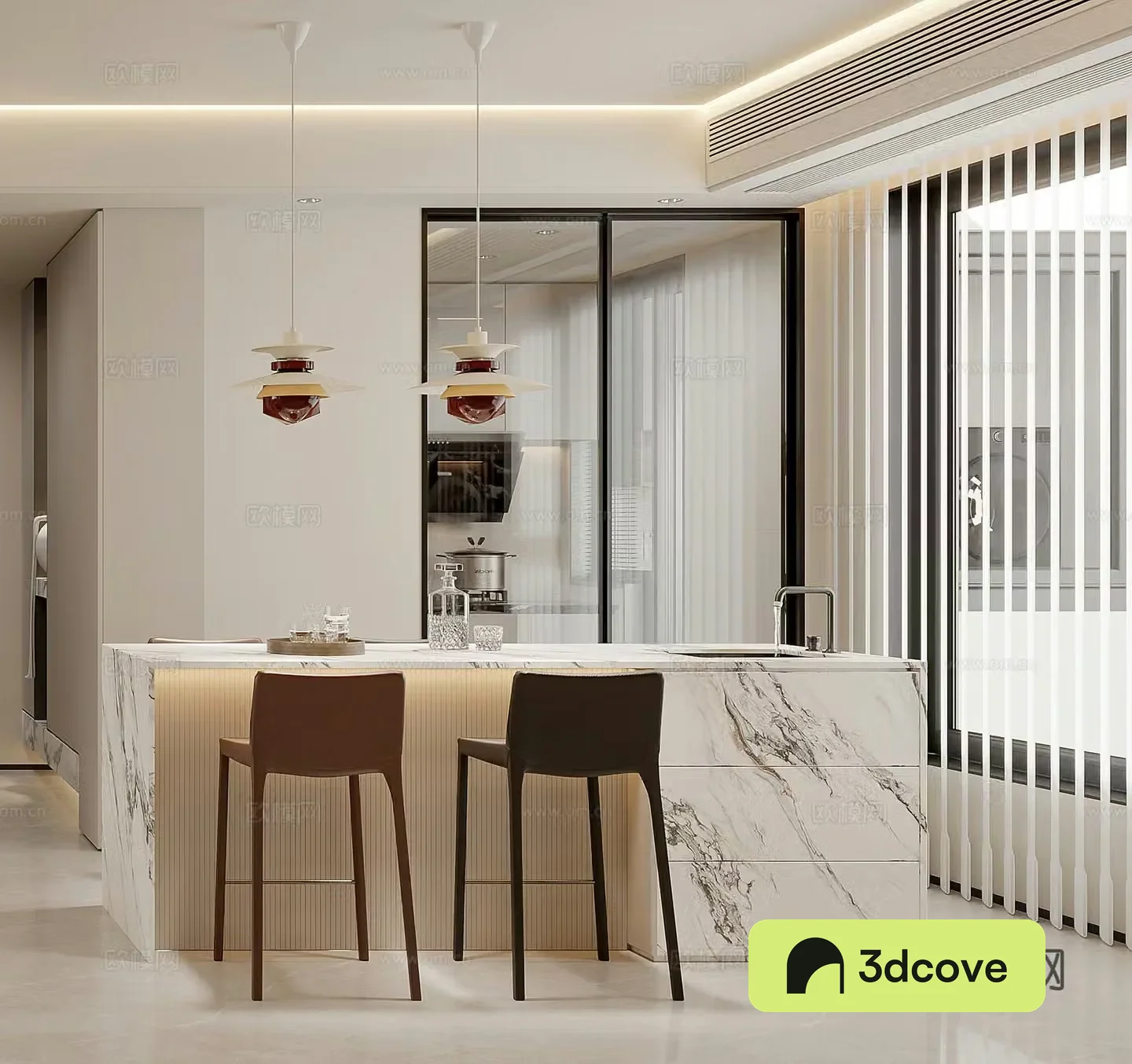 Modern restaurant Bar Island Modern living restaurant Light luxury restaurant Modern living restaurant Chandelier