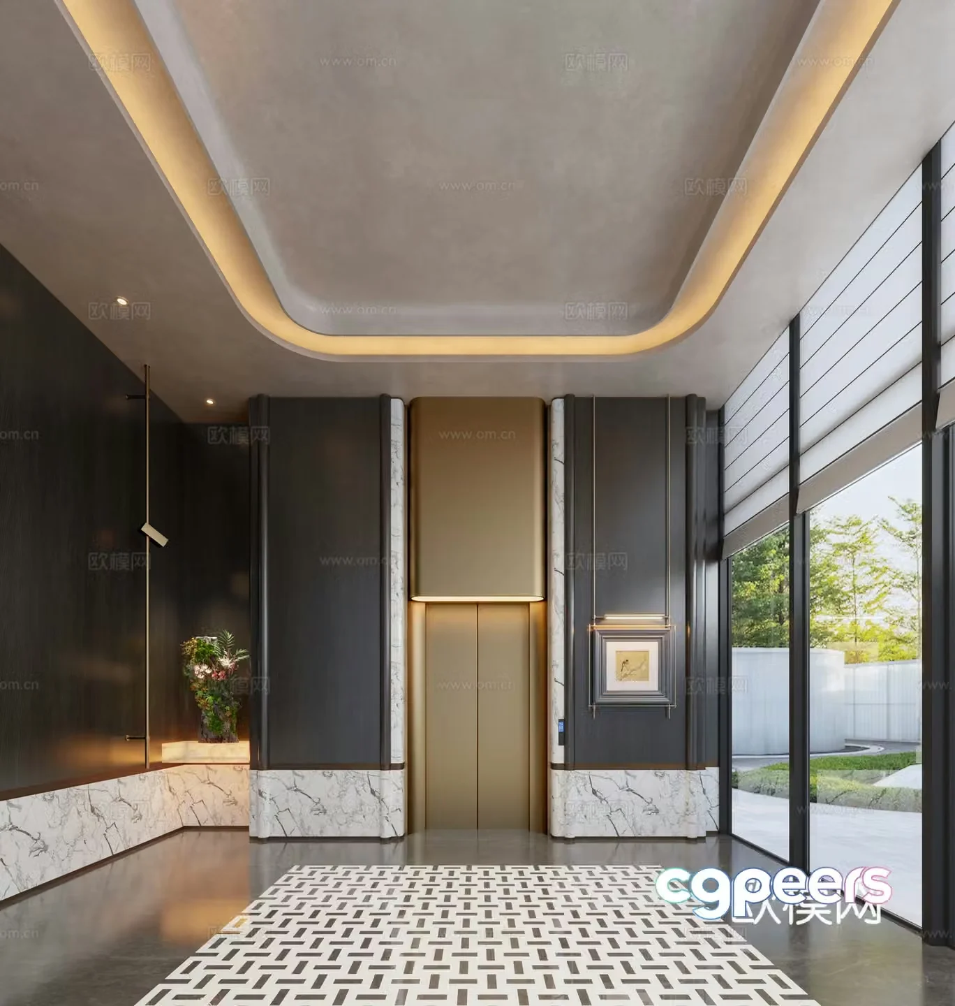 Modern hotel elevator hall club elevator hall elevator hall elevator hall aisle elevator elevator hall 3d model