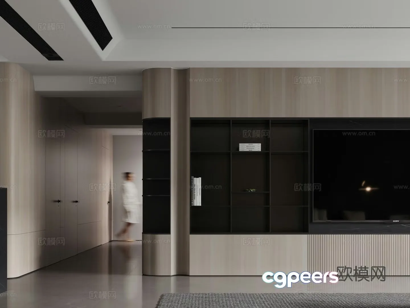 Modern TV background wall 3d model