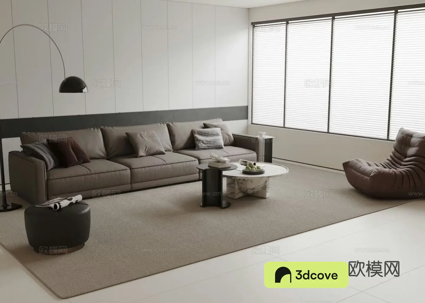 Italian three-person sofa modular sofa