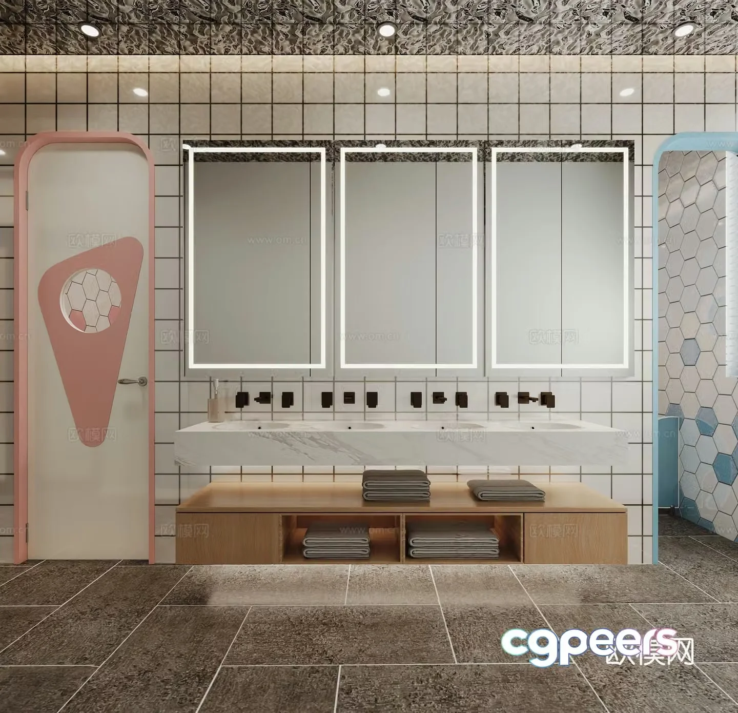 Modern public bathroom 3d model