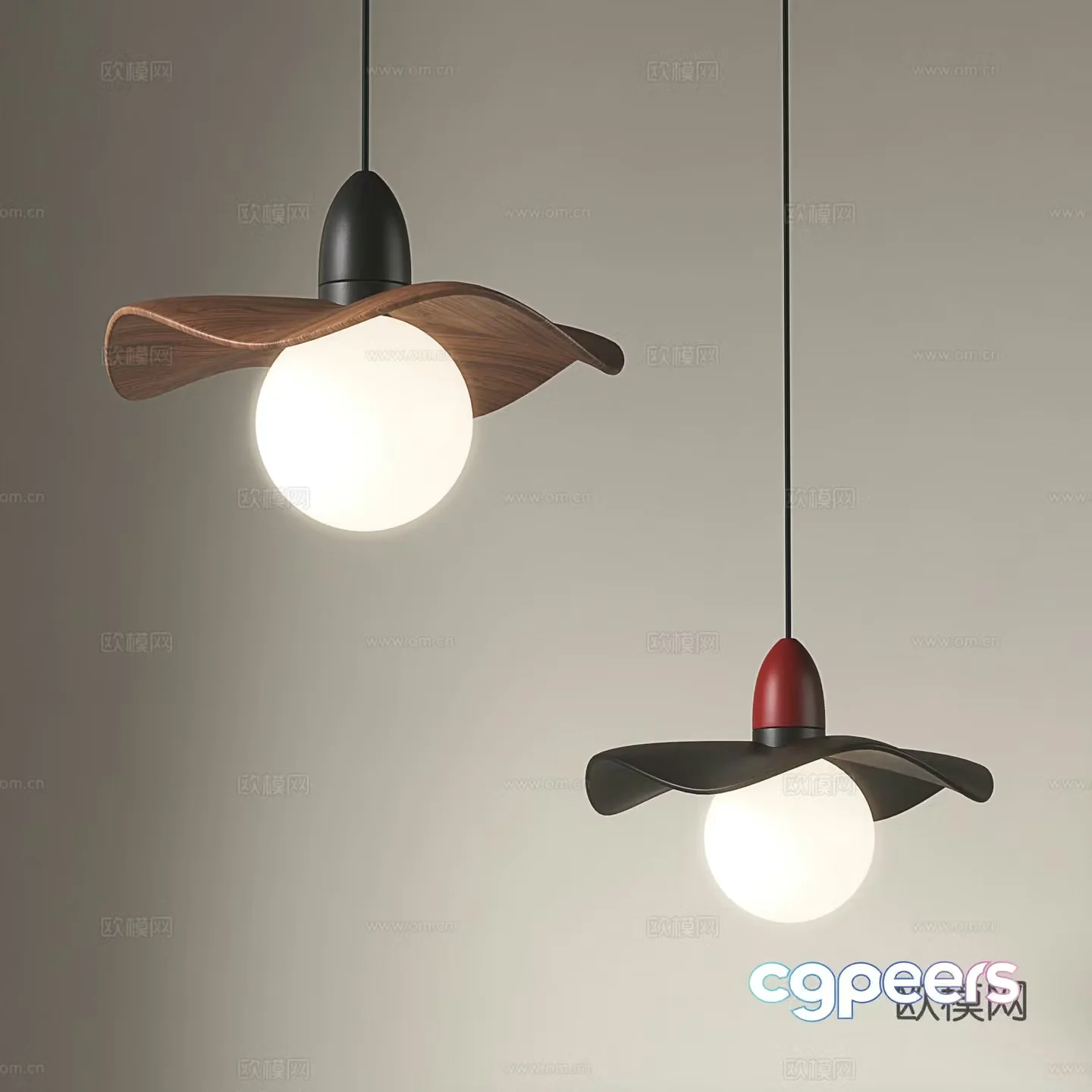 Middle-aged chandeliers solid wood lotus leaf chandeliers restaurant chandeliers homestay bar chandeliers Japanese Wasabi style 3D model