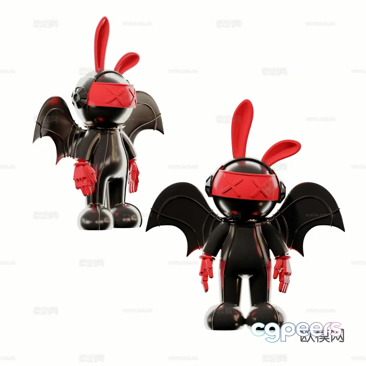 Modern trendy wings doll sculpture 3d model
