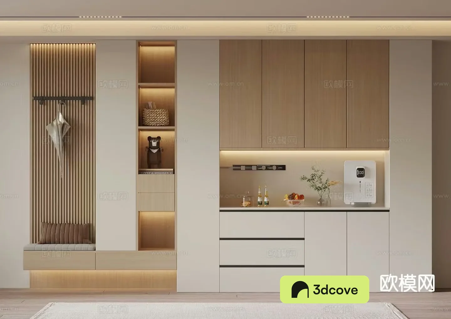 Cream style shoe cabinet wine cabinet