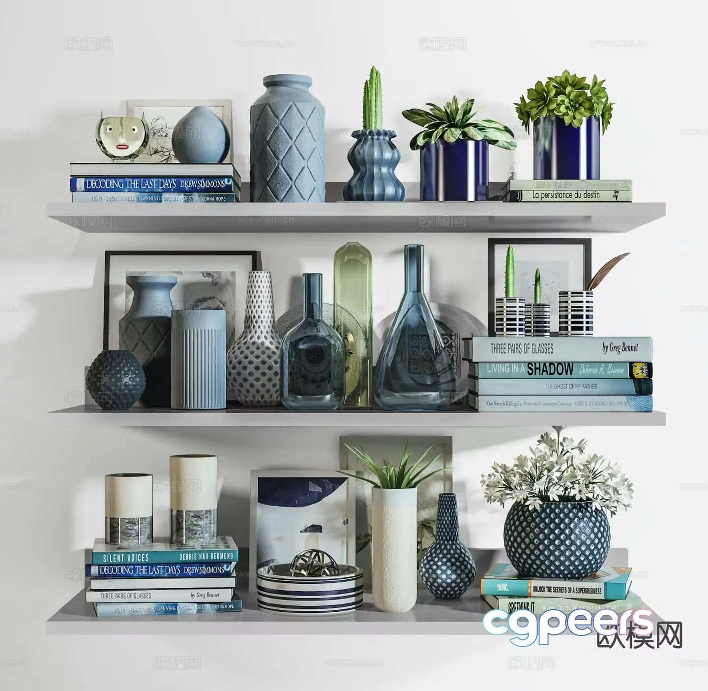 Modern decorative ornaments books vase 3d model
