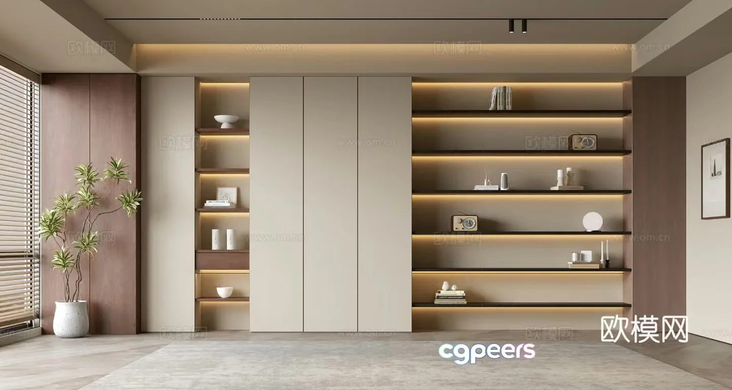 Modern background wall bookcase Living room bookcase Living room background wall Bookcase background wall 3d model