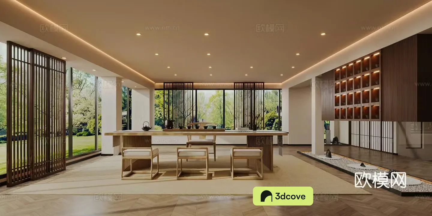 New Chinese-style tea room teahouse tea house medieval style tea room leisure tea room tea table and chair villa tea