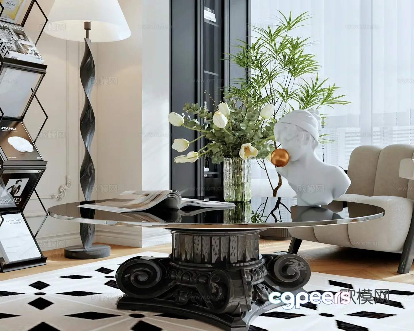 Medium-old windshield coffee table 3D model