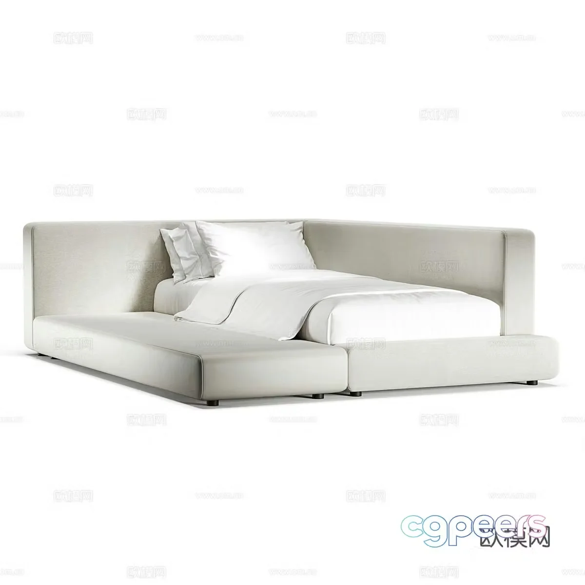 Modern simple single bed Single bed Simple bed Bedroom bed Pillow 3D model