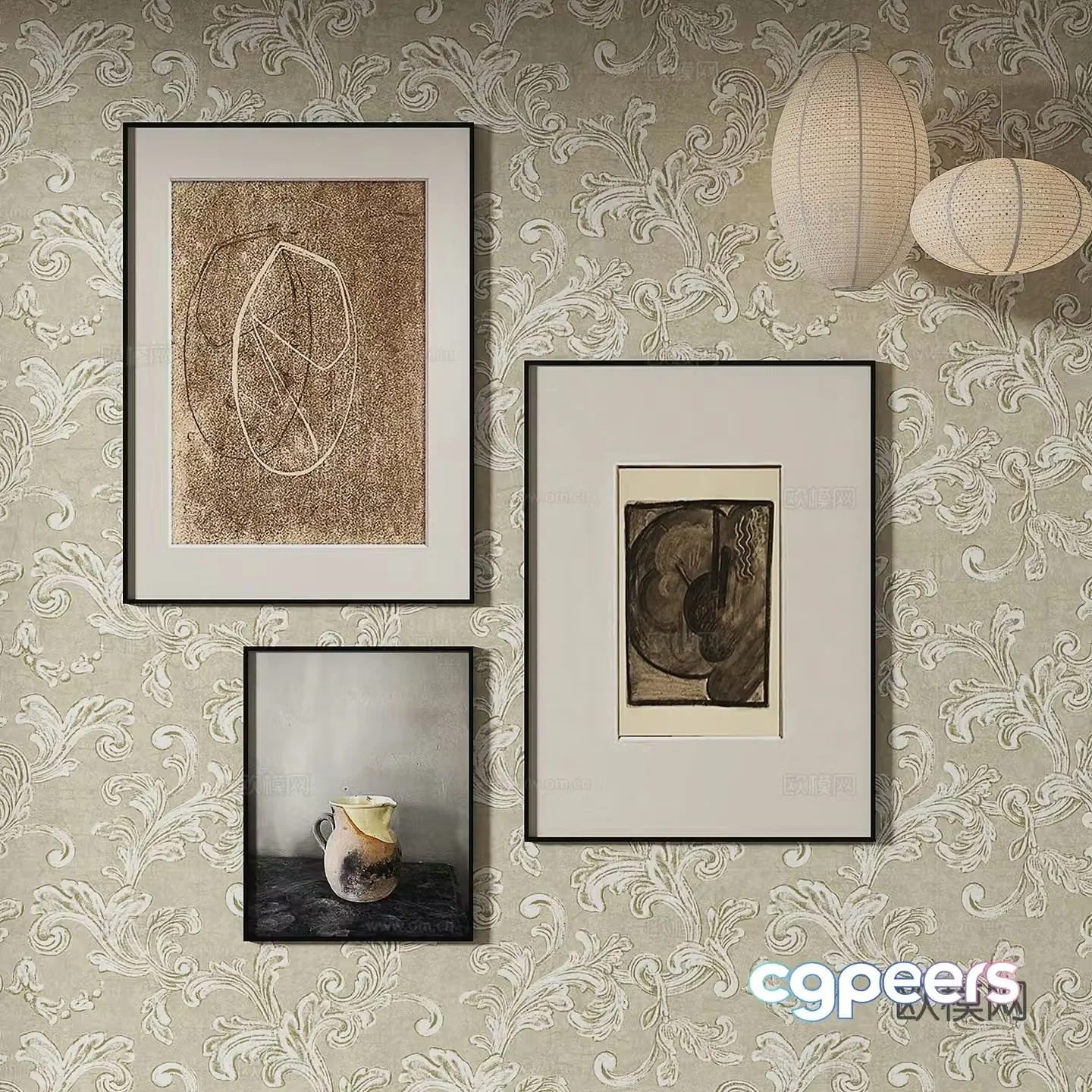 Simple European art painting decorative painting 3d model