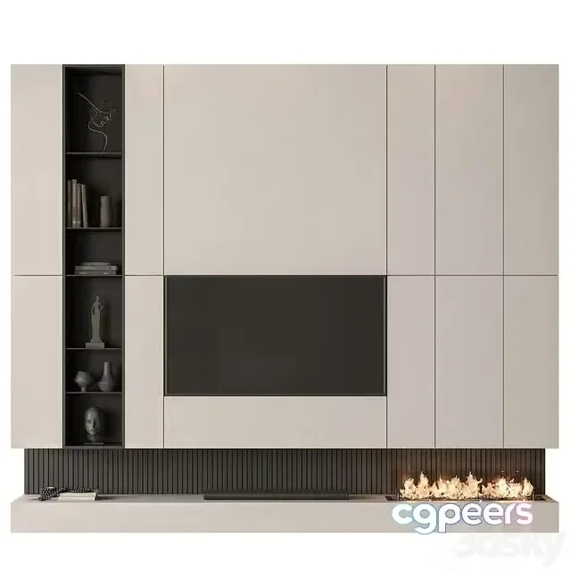 3ds Max Free – TV Wall White – Set 193