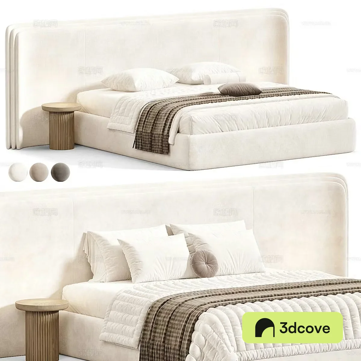 Modern light luxury fabric double bed