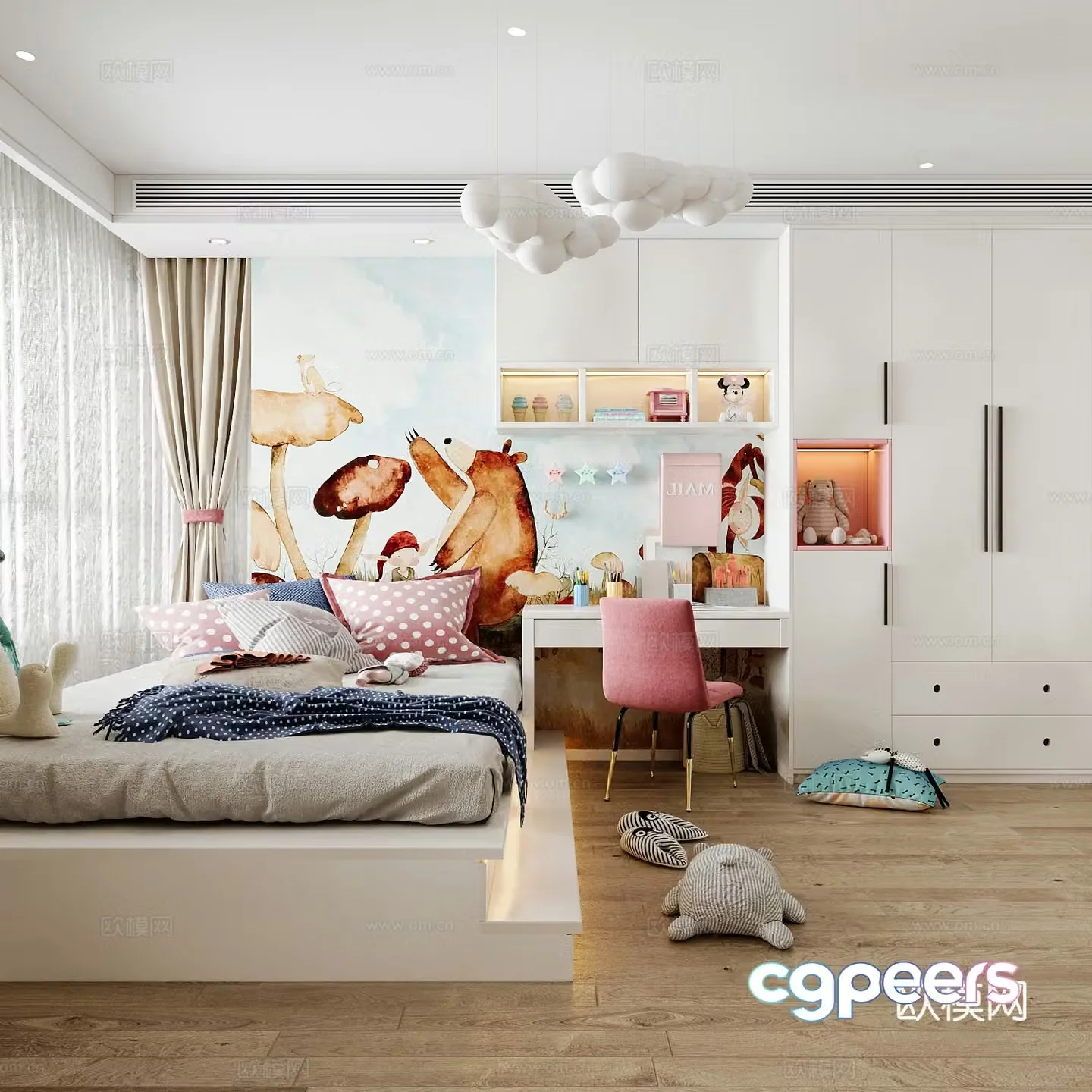 Modern children’s room boy’s room girl’s room 3d model