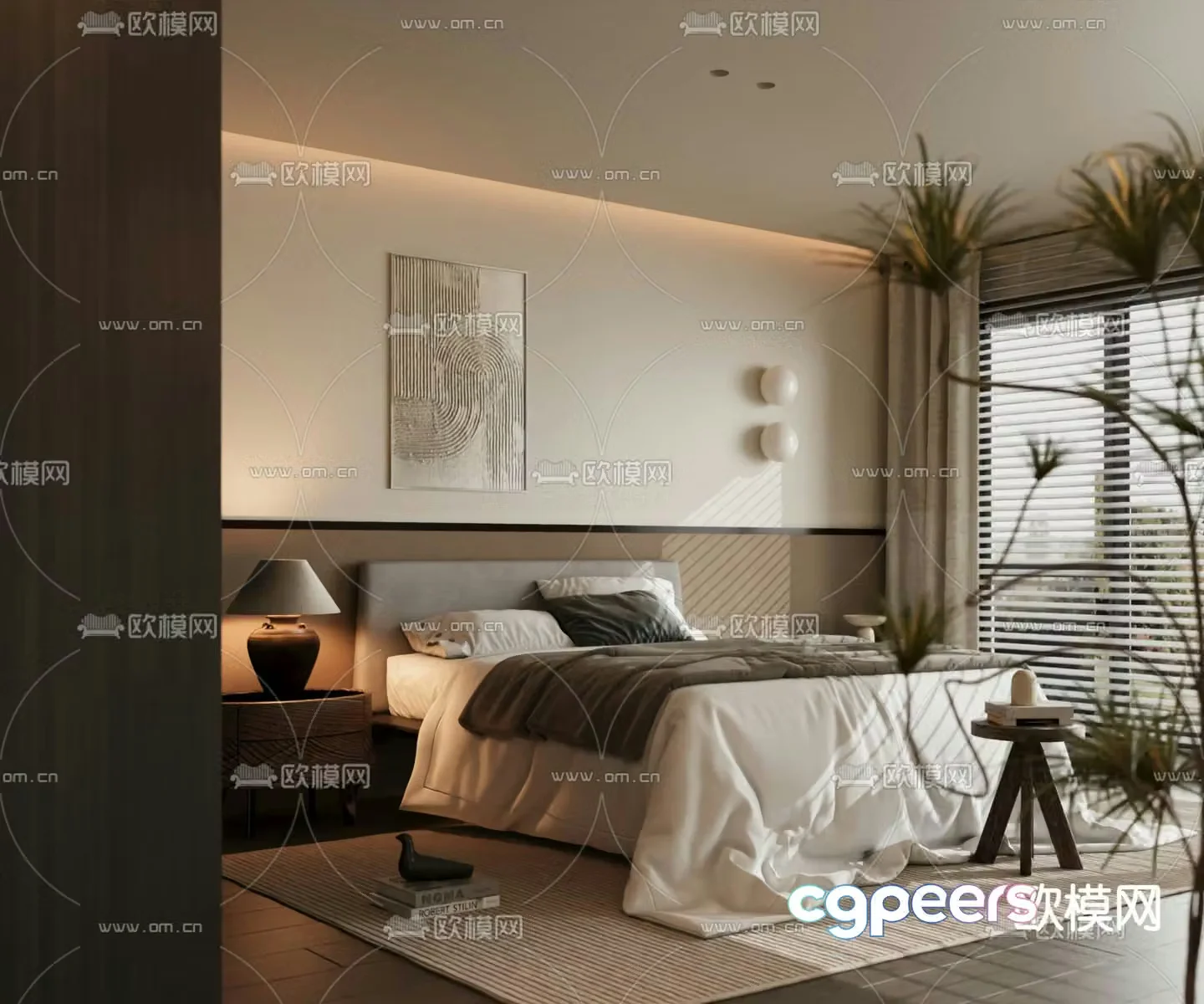 Italian double bed 3d model