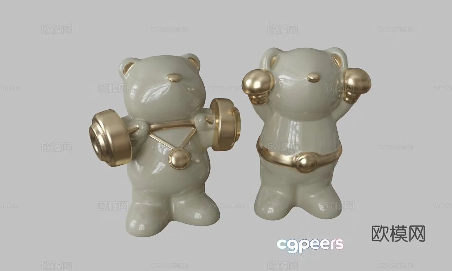Modern bear ornament 3d model
