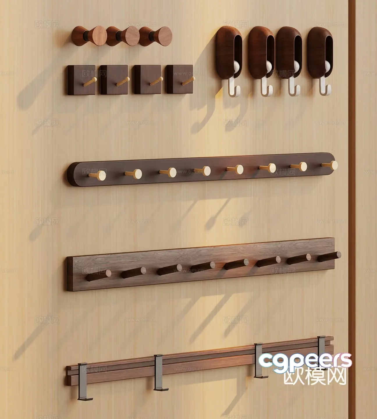 Middle style hook 3d model of clothes hook