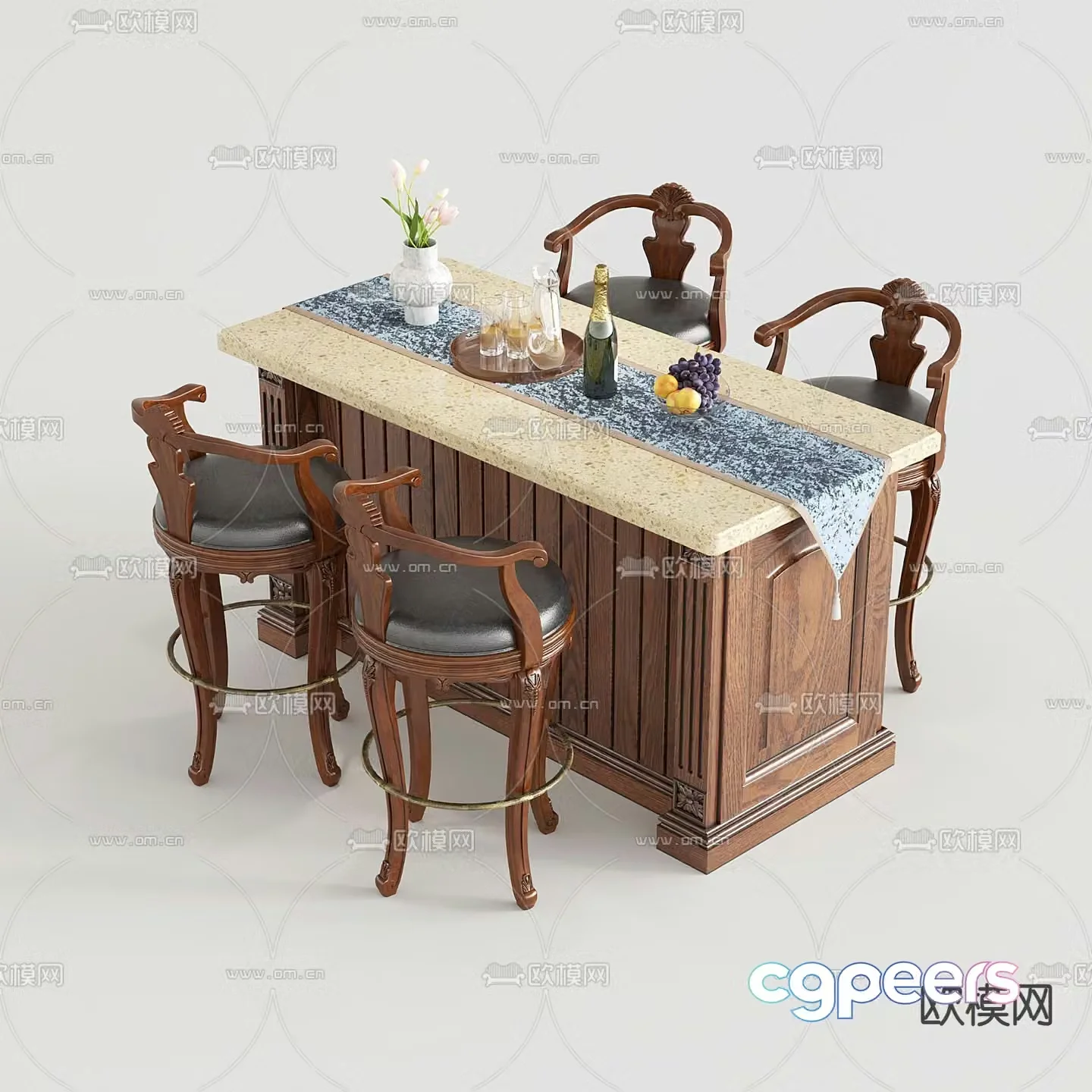 American island bar 3d model