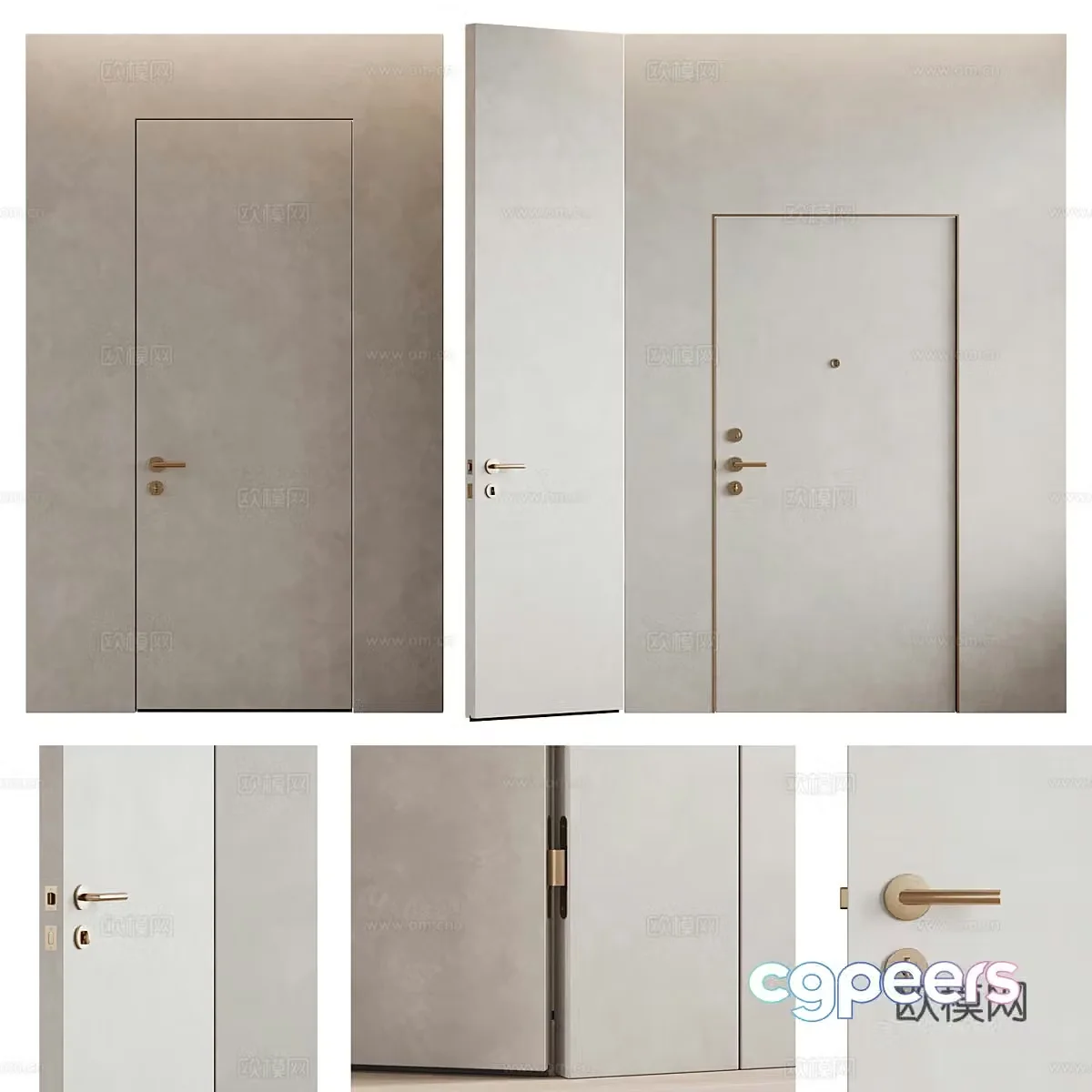Modern Italian minimalist borderless door invisible door 3D model
