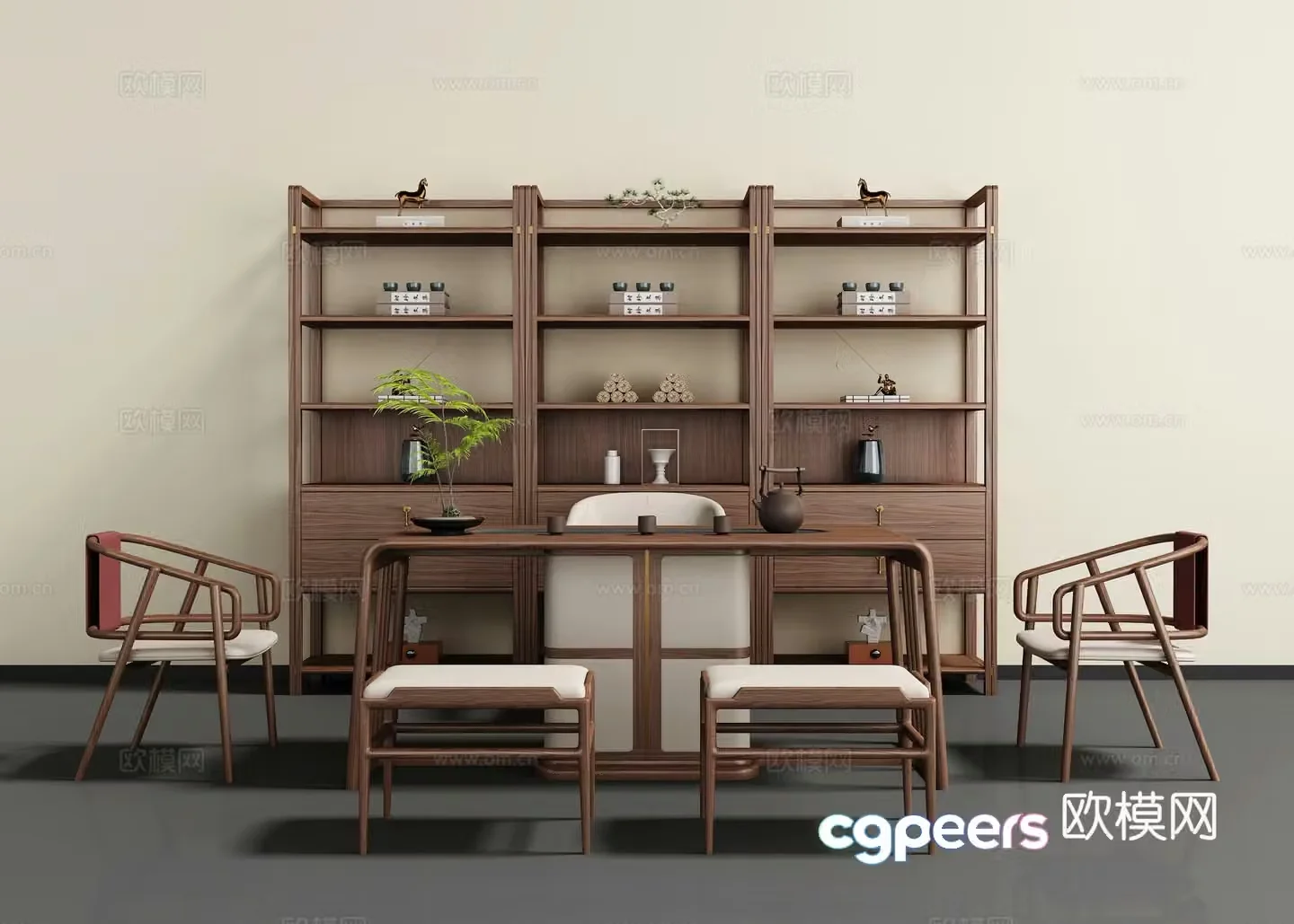 New Chinese style tea table and chair 3D model