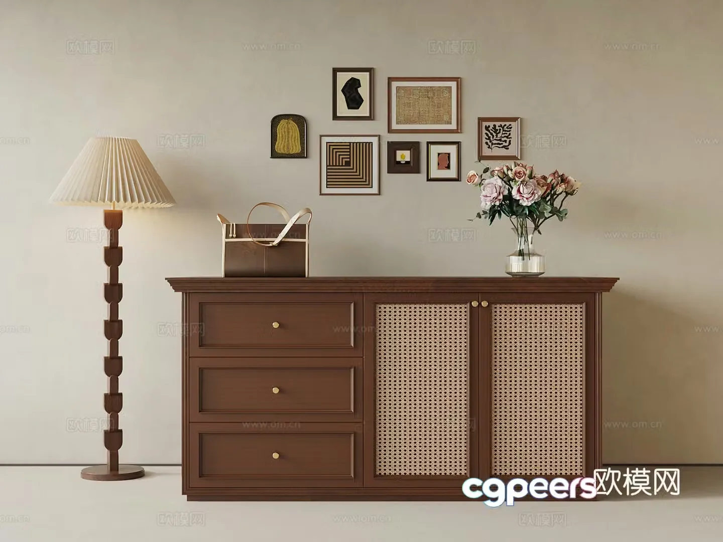 013 Jewelry Cabinet French Medium Jewelry Cabinet Floor Lamp 3D Model
