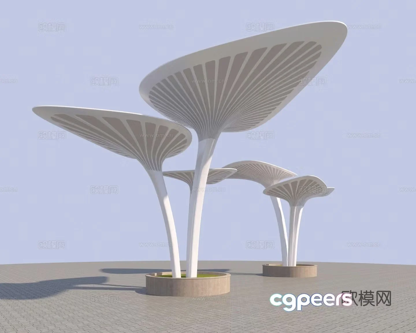 Leaf shape sunshade corridor frame 3d model