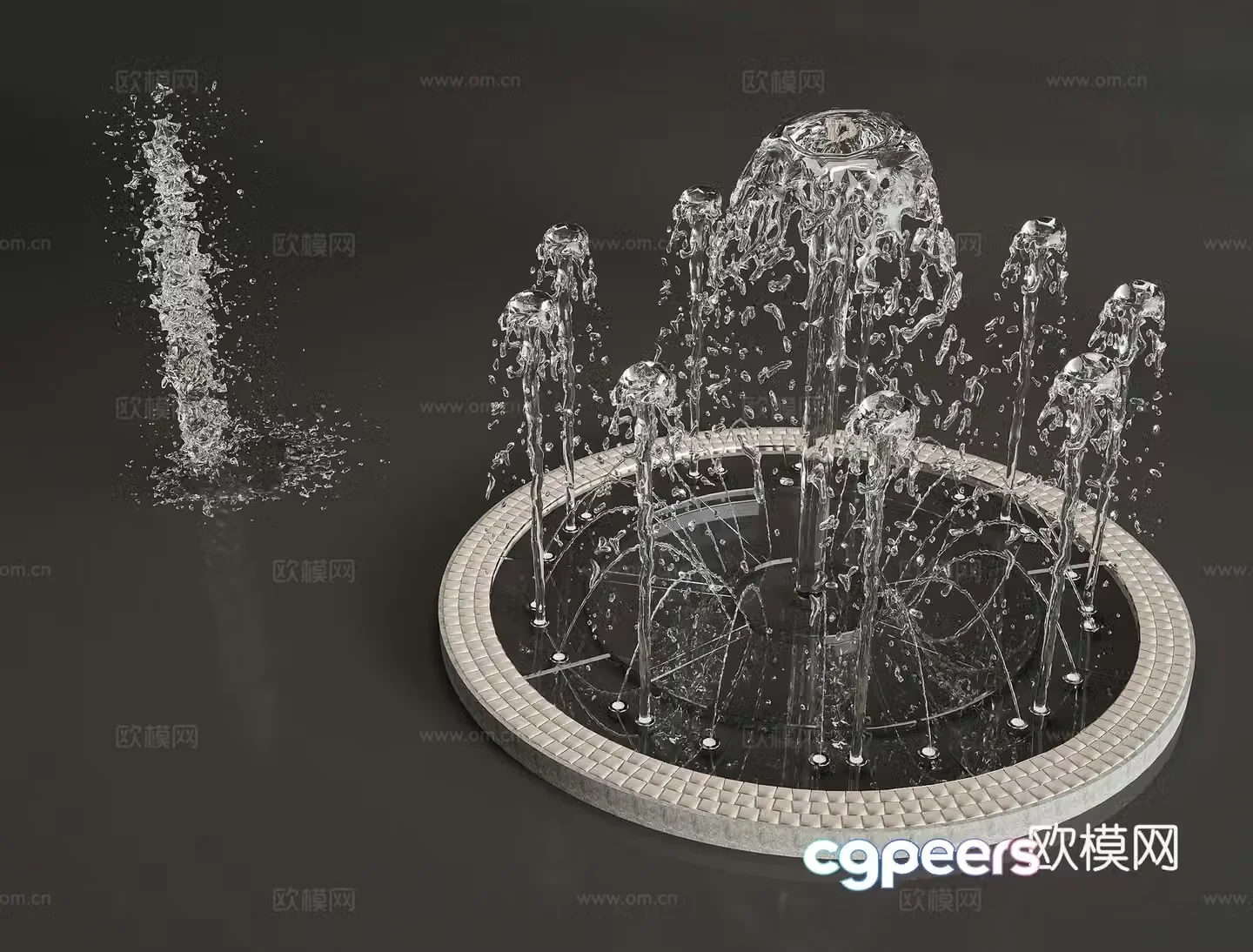 Modern fountain waterscape 3d model
