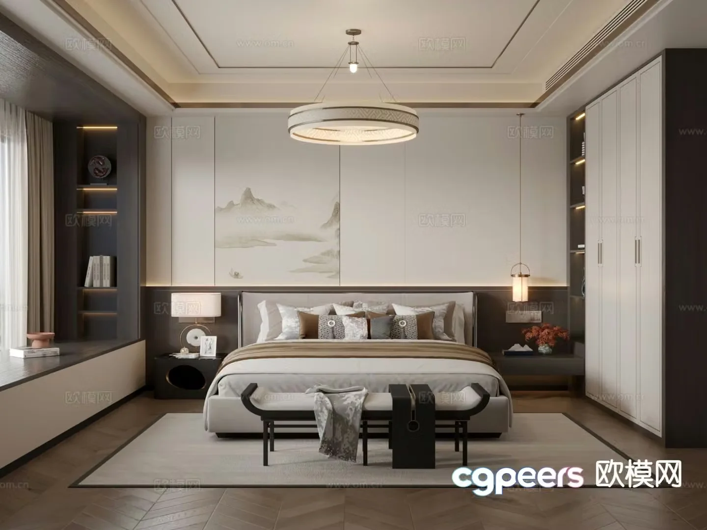 New Chinese style bedroom master bedroom 3d model