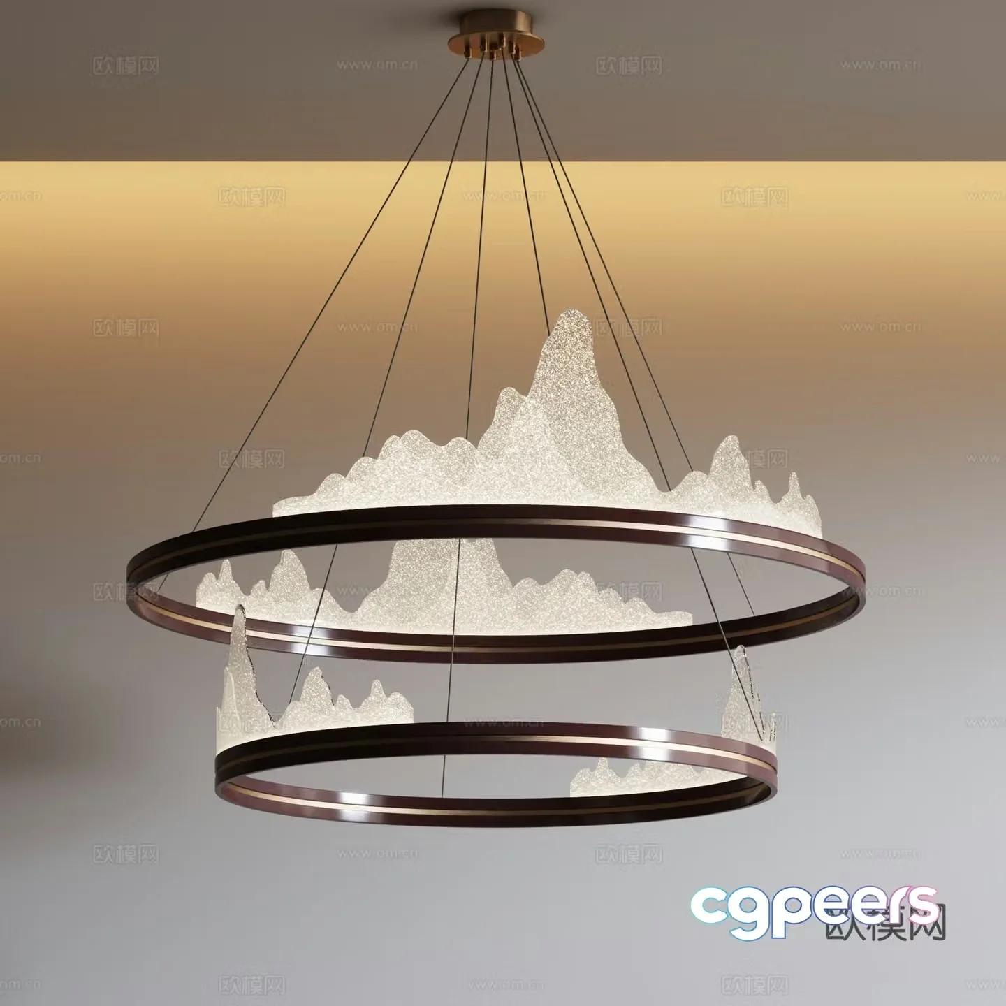 New Chinese style chandelier landscape chandelier 3d model