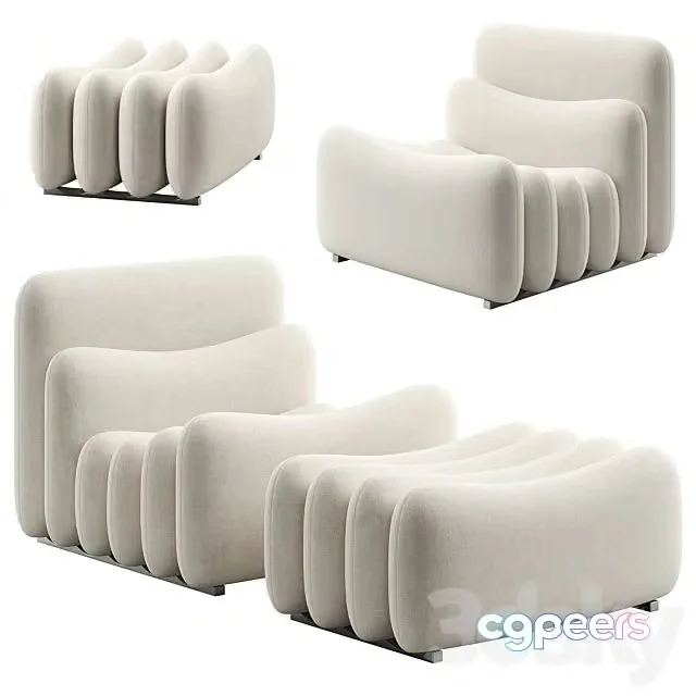 3ds Max Free – Additional System Armchair with Footstool