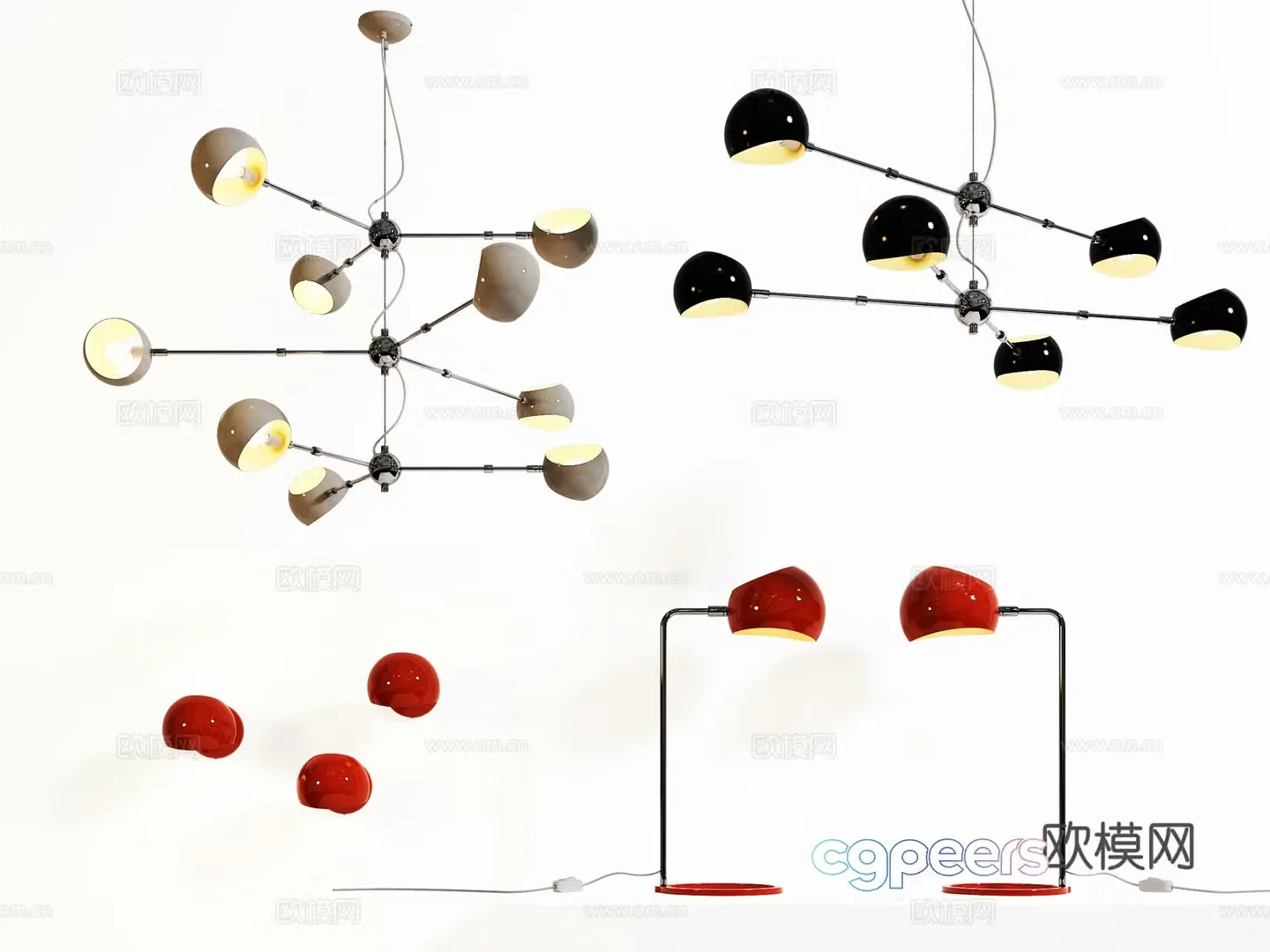 Modern light luxury chandeliers chandeliers desk lamps creative small chandeliers combination 3D model