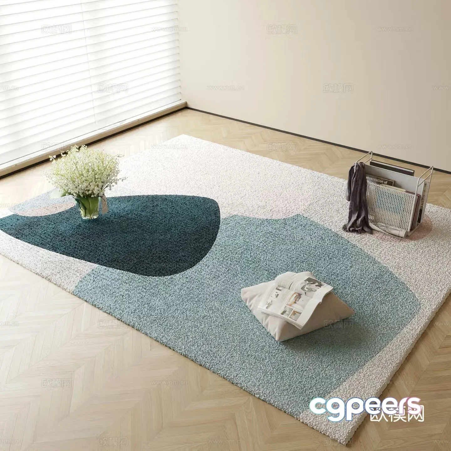 Modern carpet square rug 3d model