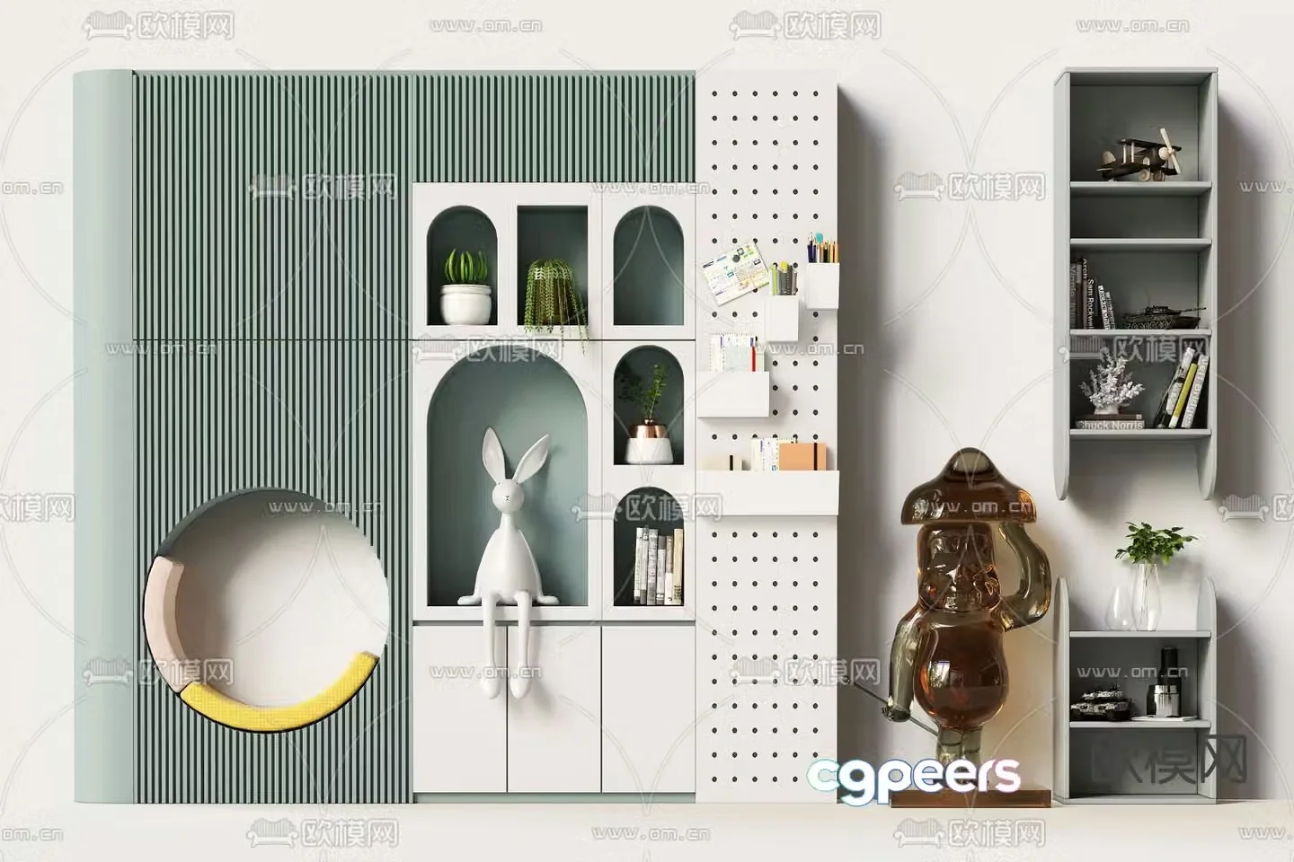 Modern children’s bookcase storage cabinet 3d model
