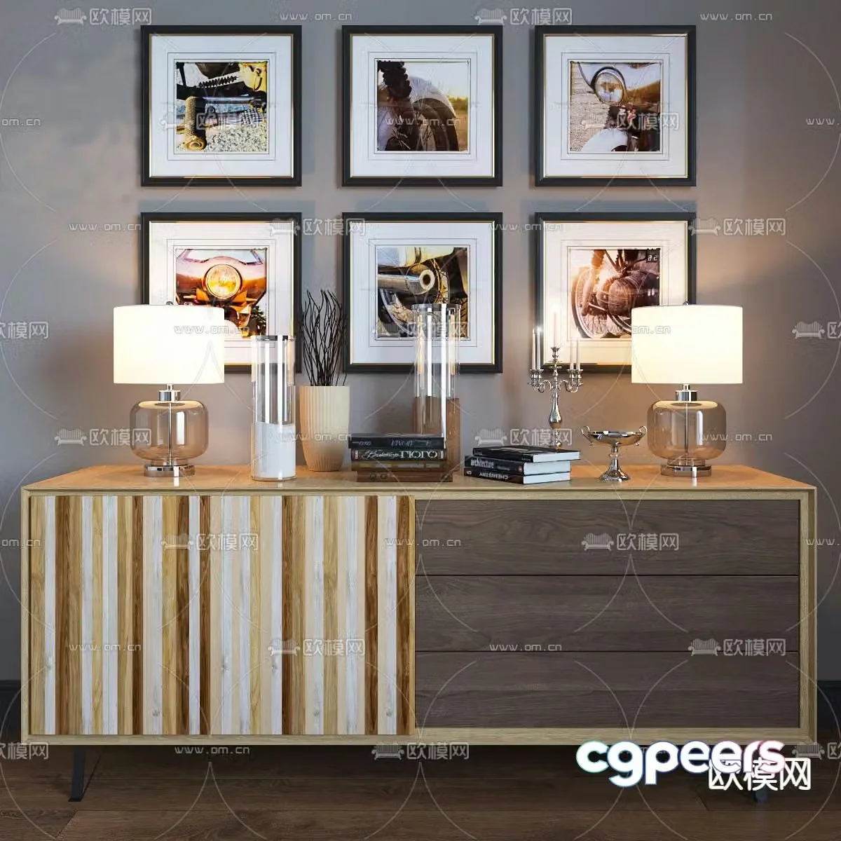 Modern side cabinet decorative cabinet 3d model