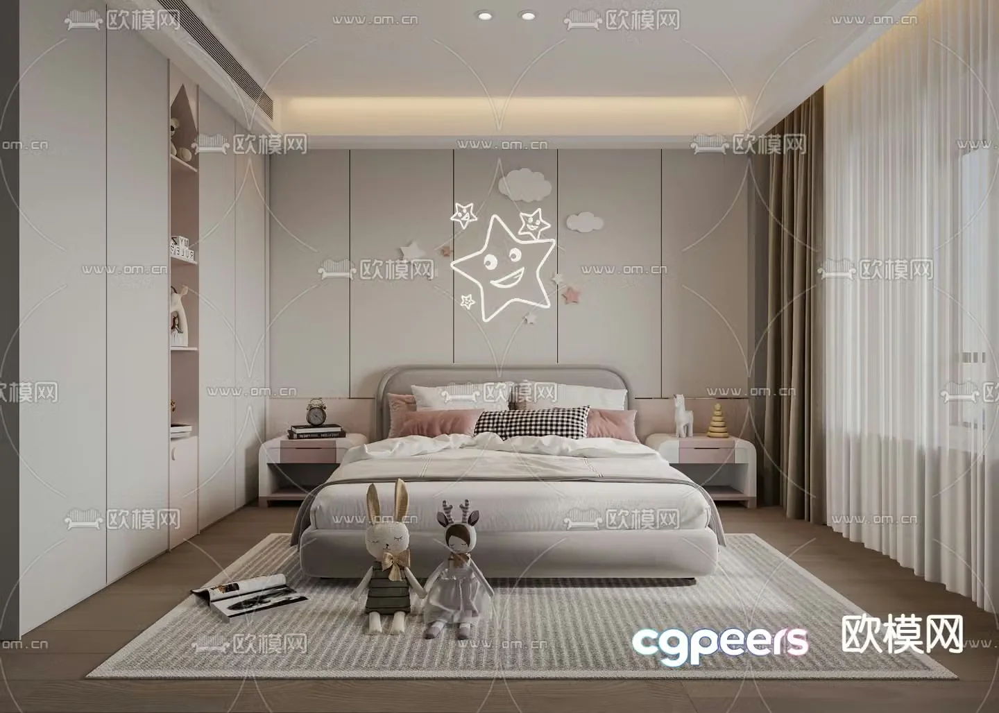Modern bedroom girl room 3d model