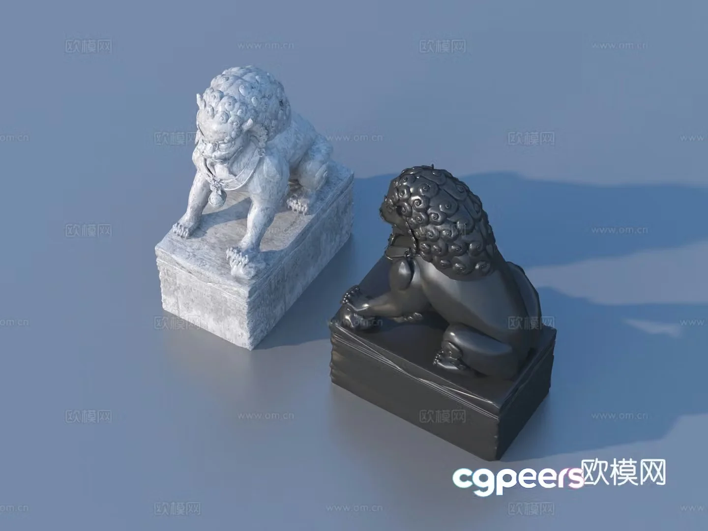 Lion Qilin Divine Beast Stone Lion 3D Model