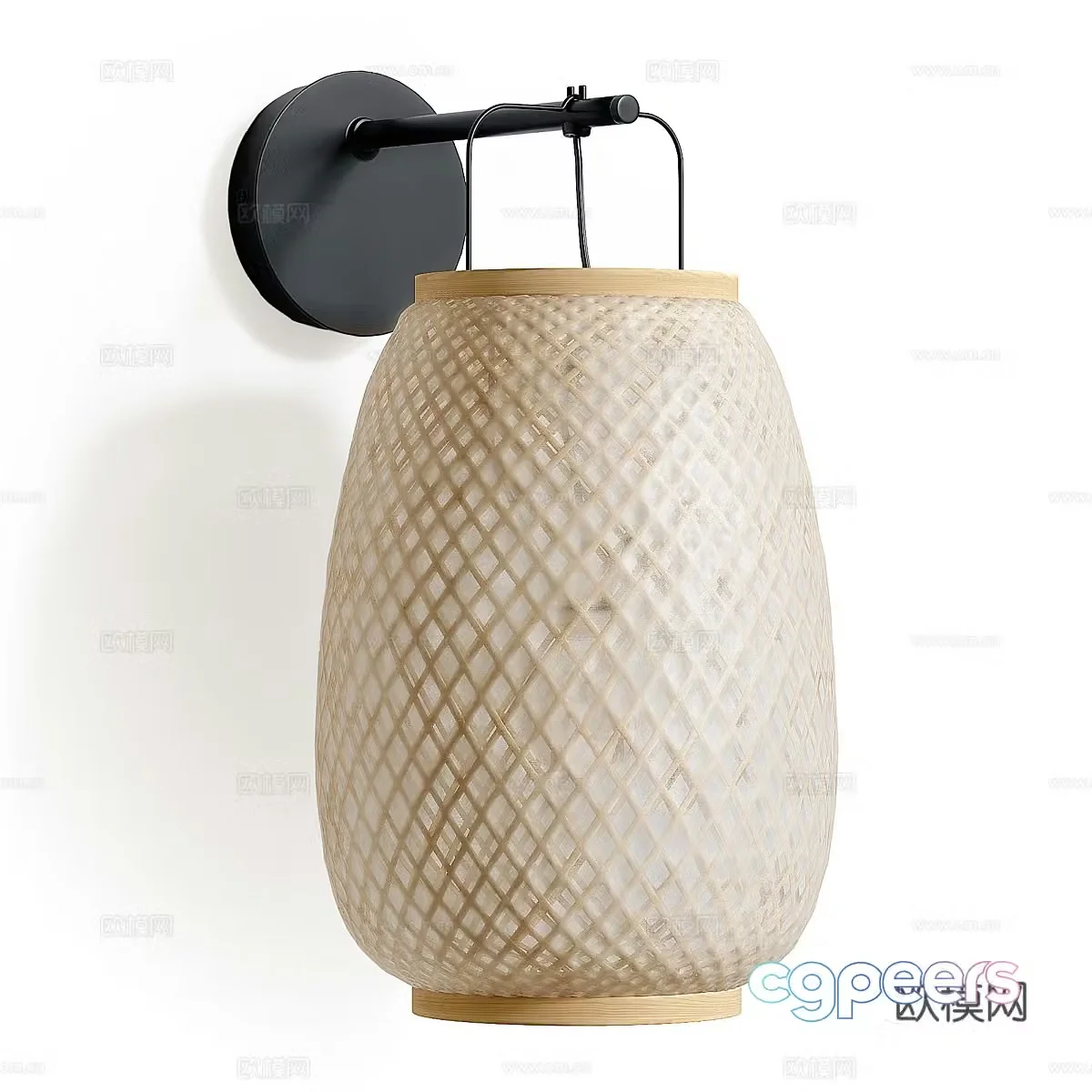 New Chinese style fabric lantern wall lamp 3D model