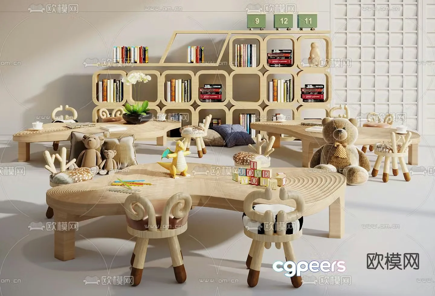 Modern children’s table and chair 3d model