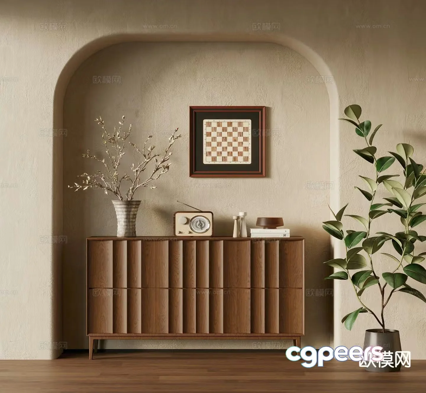3D model of medieval style porch cabinet