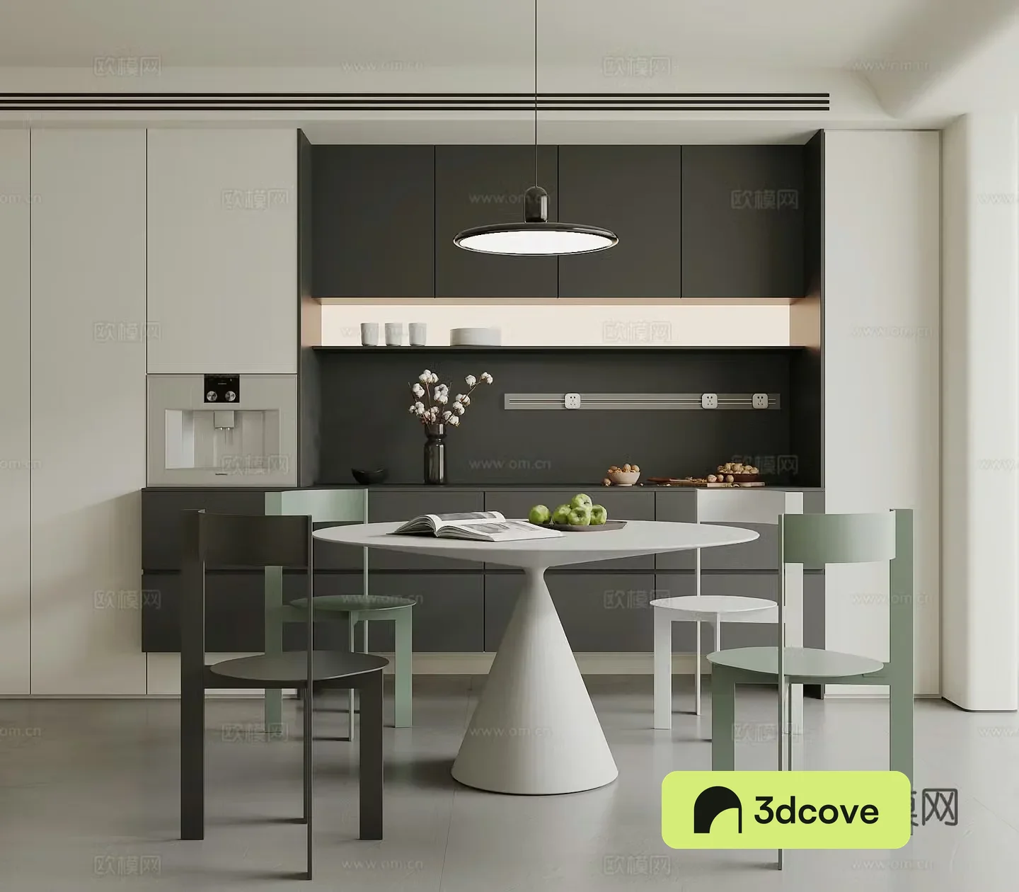 Modern restaurant Minimalist restaurant Round dining table and chair