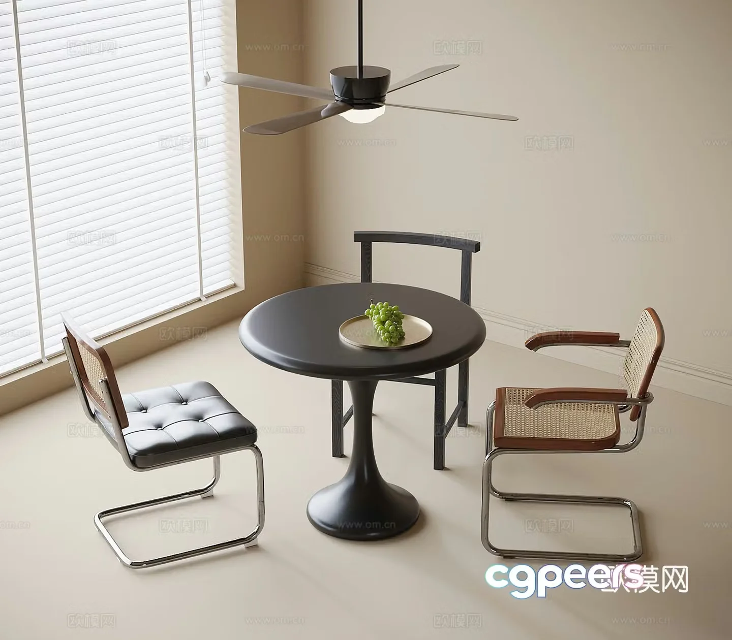 French dining table and chairs coffee table and chairs negotiation table and chairs leisure table and chairs 3D model