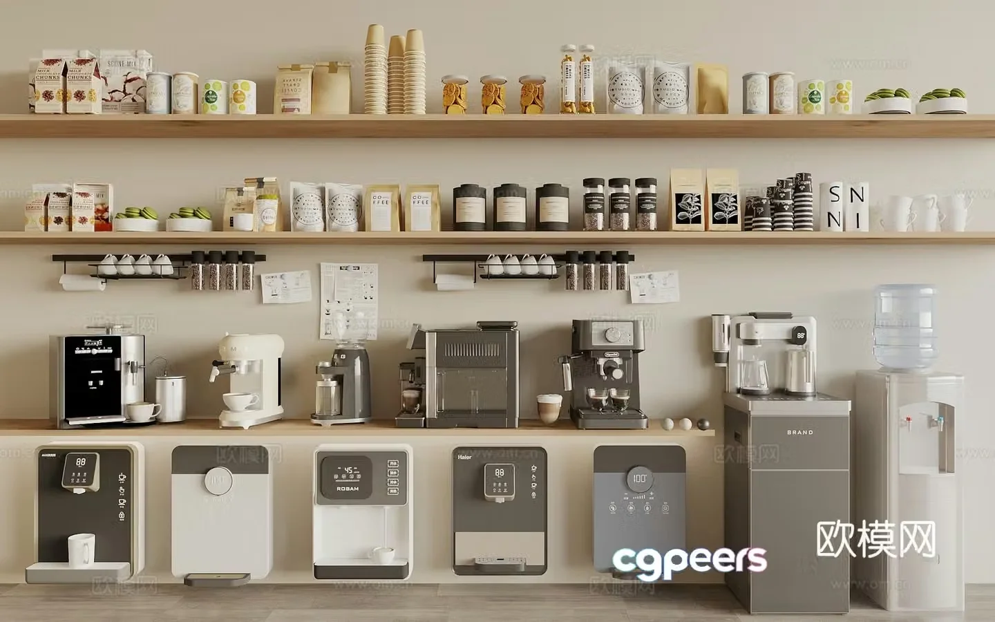 Water dispenser Coffee machine Wall-mounted water dispenser Coffee supplies Vertical water dispenser Kitchen supplies 3D model