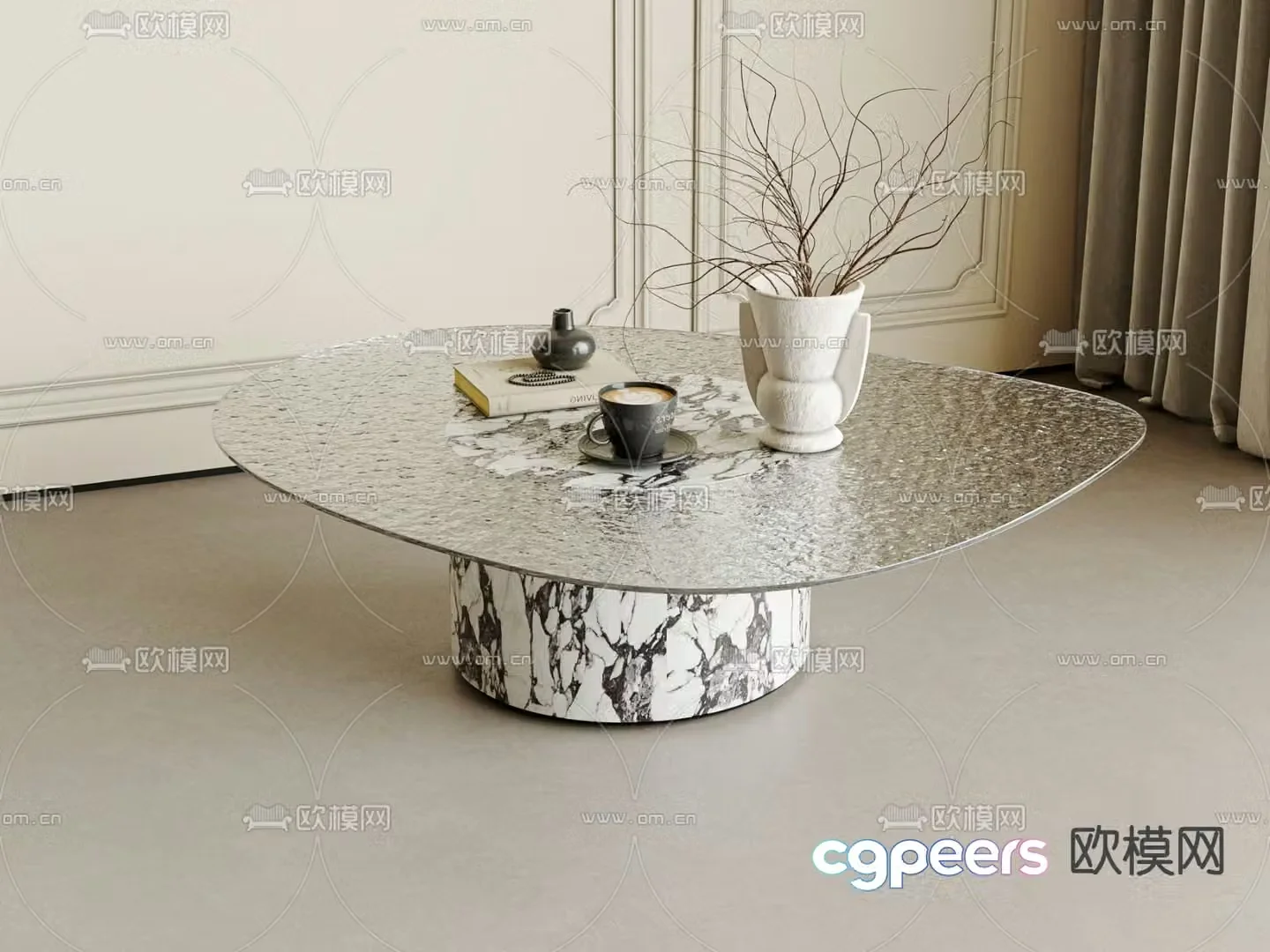 Special shaped coffee table glass coffee table 3d model