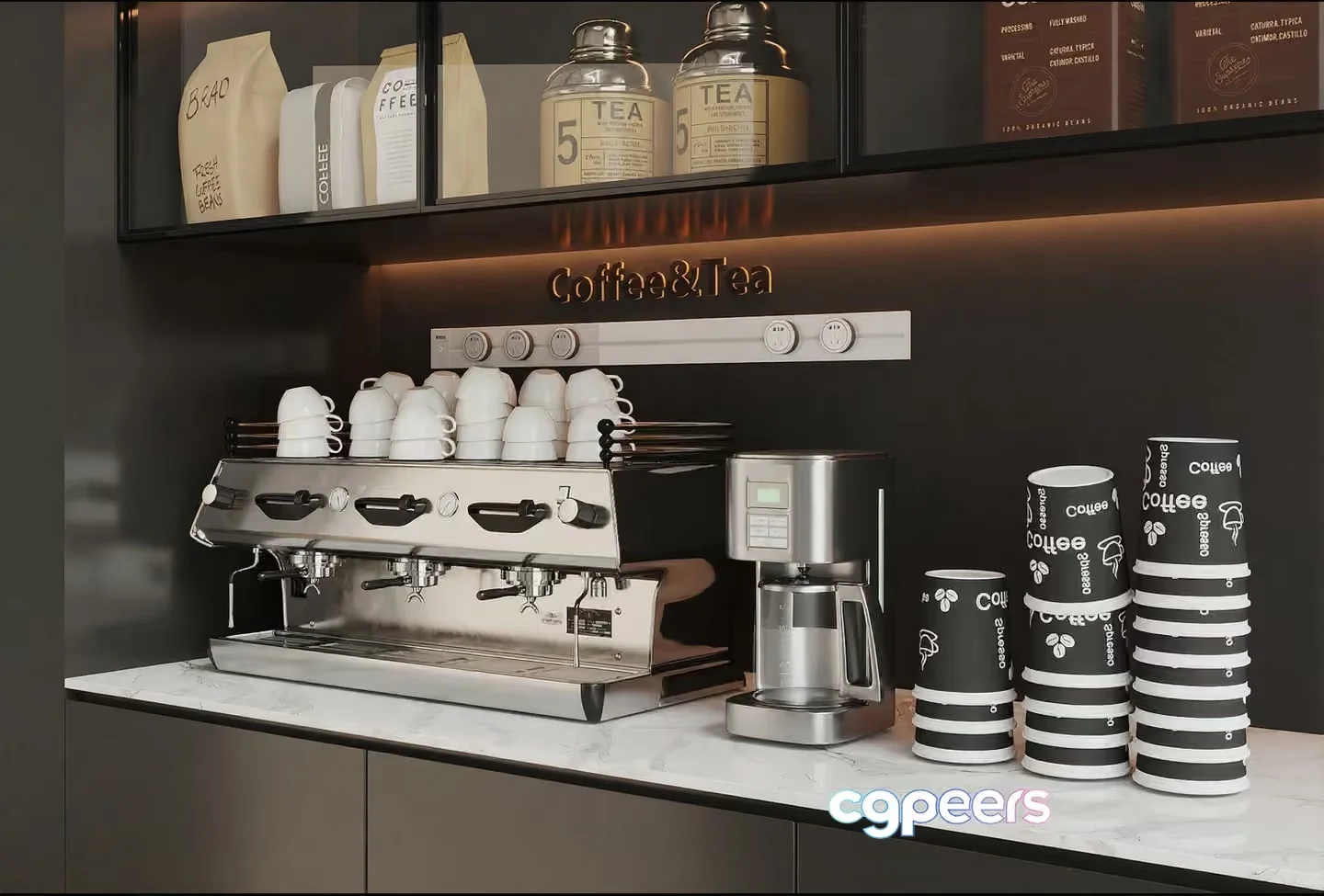 Modern Coffee Bar 3D Model – 14818 – CORONA Render